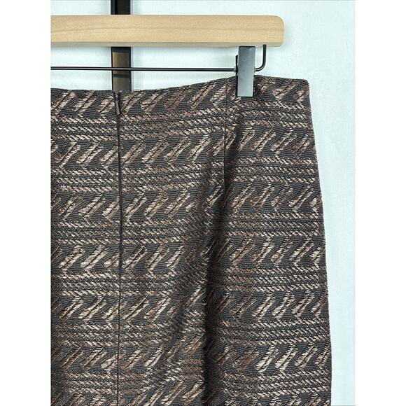 Peruvian Connection Pencil Skirt Women's 10 Brown Black Woven Timeless Textured - Picture 7 of 13